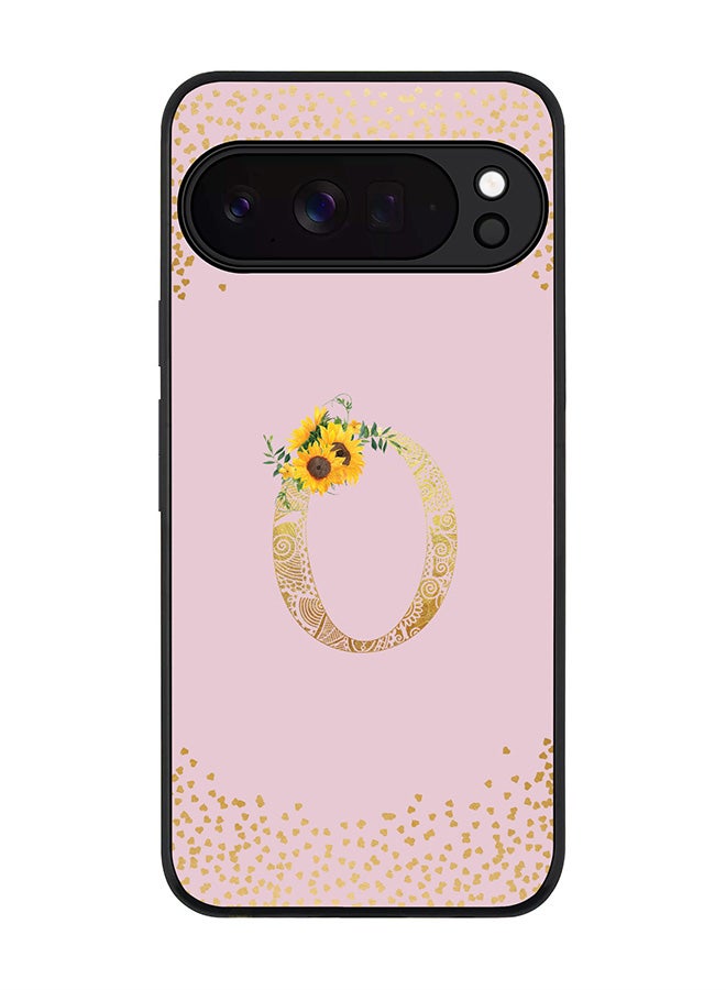 For Google Pixel 10 Pro XL Case,Slim fit Camera Protection, Shockproof Thin Phone cover  - Custom Floral Monogram - O  (Pink )